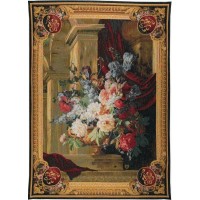 Gobelín Tapisserie  Bouquet et architecture vertical